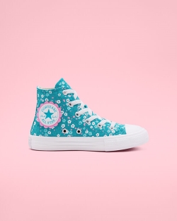 Converse Ditsy Floral Chuck Taylor All Star Lány Magasszárú Türkiz/Fehér/Rózsaszín | TOUYLHE-HU